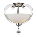 Forte Three Light Chrome Satin Opal Glass Bowl Semi-Flush Mount 248431